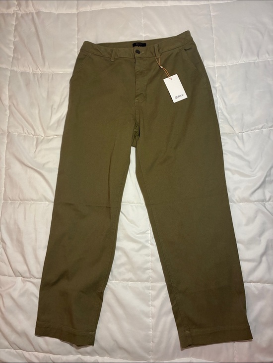 Quince Pants - Quince Organic Stretch cotton twill straight leg cropped Pants women’s Sz 12